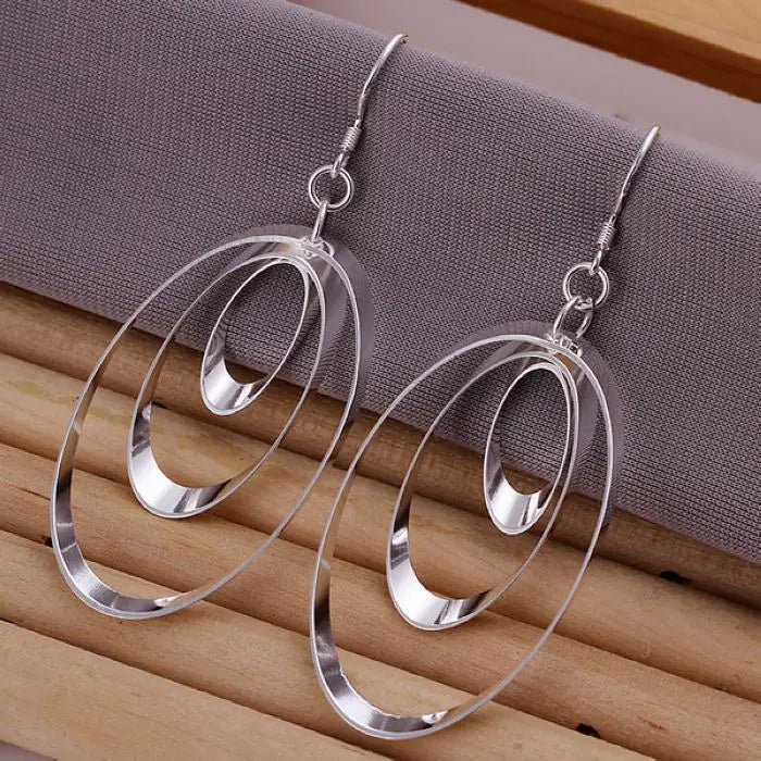 JewelryTop store 925 Sterling silver Earrings charms round for women girl wedding engagement jewelry noble beautiful fashion