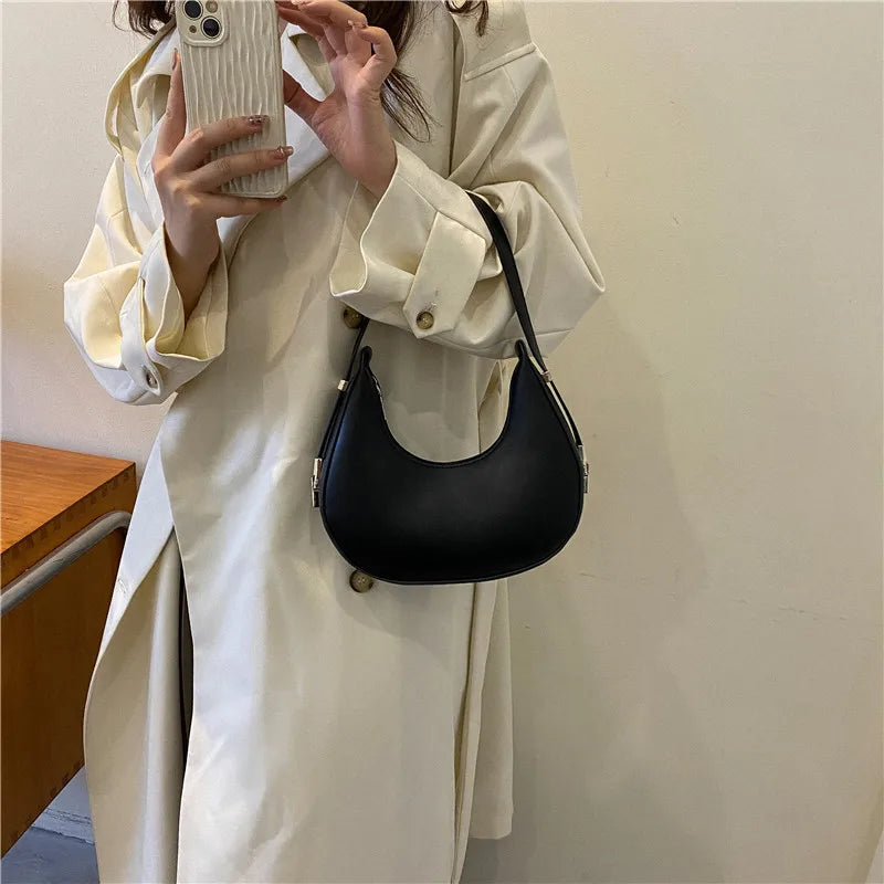 Underarm Tote Bags for Women Luxury Half Moon Hobo Bag Lady Brand Shoulder Bags PU Leather Armpit Clutch Handbag and Purse