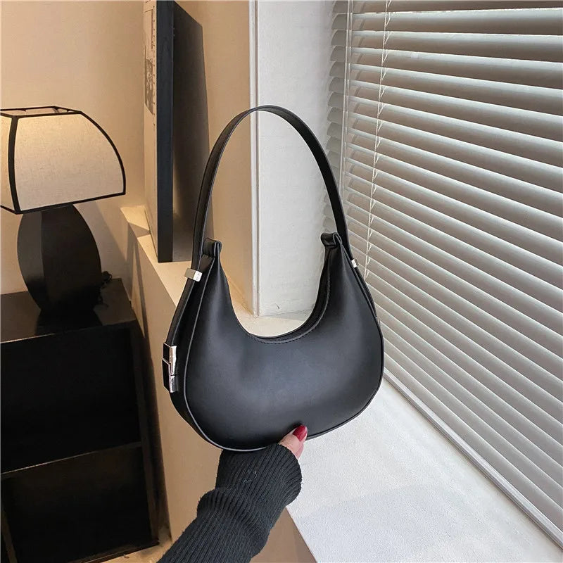 Underarm Tote Bags for Women Luxury Half Moon Hobo Bag Lady Brand Shoulder Bags PU Leather Armpit Clutch Handbag and Purse