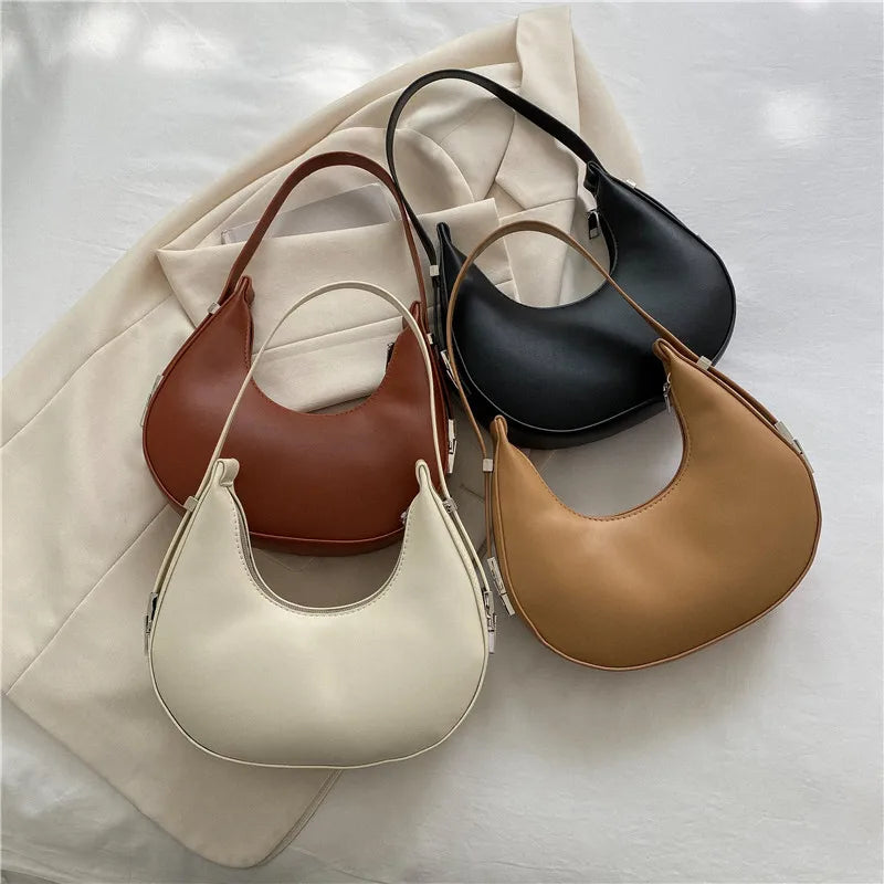 Underarm Tote Bags for Women Luxury Half Moon Hobo Bag Lady Brand Shoulder Bags PU Leather Armpit Clutch Handbag and Purse