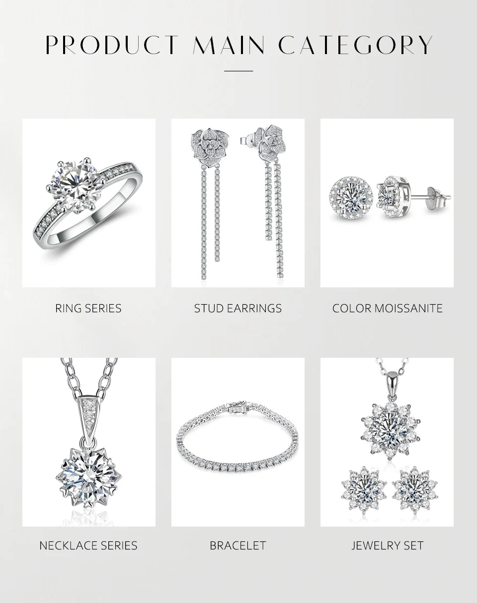 Snowflake Stud Earrings 925 Sterling Silver Jewelry 6.5mm 1.0 Carat Diamond Moissanite Earrings For Women Wedding Gift