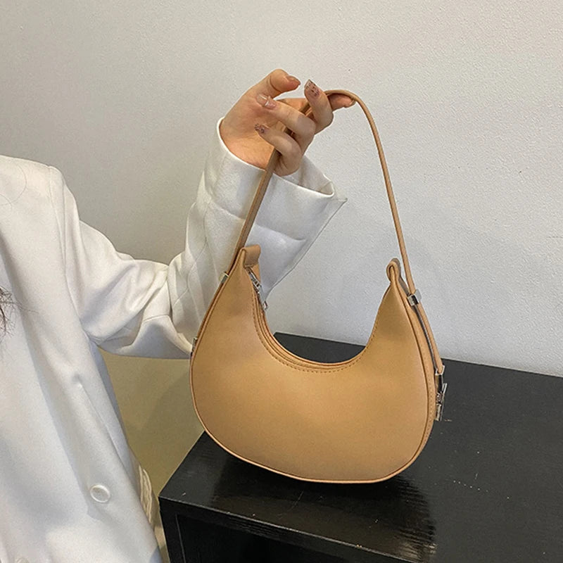 Underarm Tote Bags for Women Luxury Half Moon Hobo Bag Lady Brand Shoulder Bags PU Leather Armpit Clutch Handbag and Purse