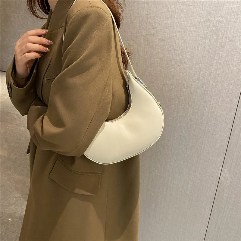 Underarm Tote Bags for Women Luxury Half Moon Hobo Bag Lady Brand Shoulder Bags PU Leather Armpit Clutch Handbag and Purse