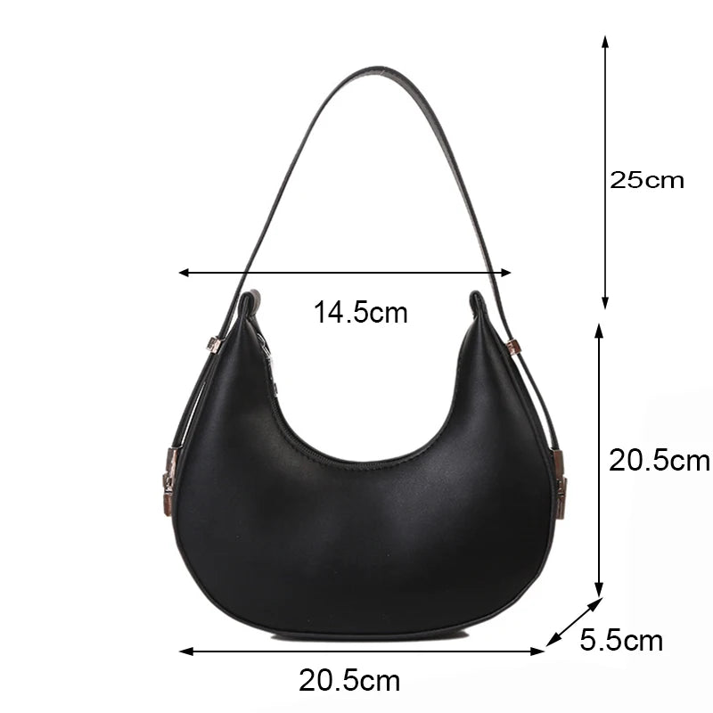 Underarm Tote Bags for Women Luxury Half Moon Hobo Bag Lady Brand Shoulder Bags PU Leather Armpit Clutch Handbag and Purse