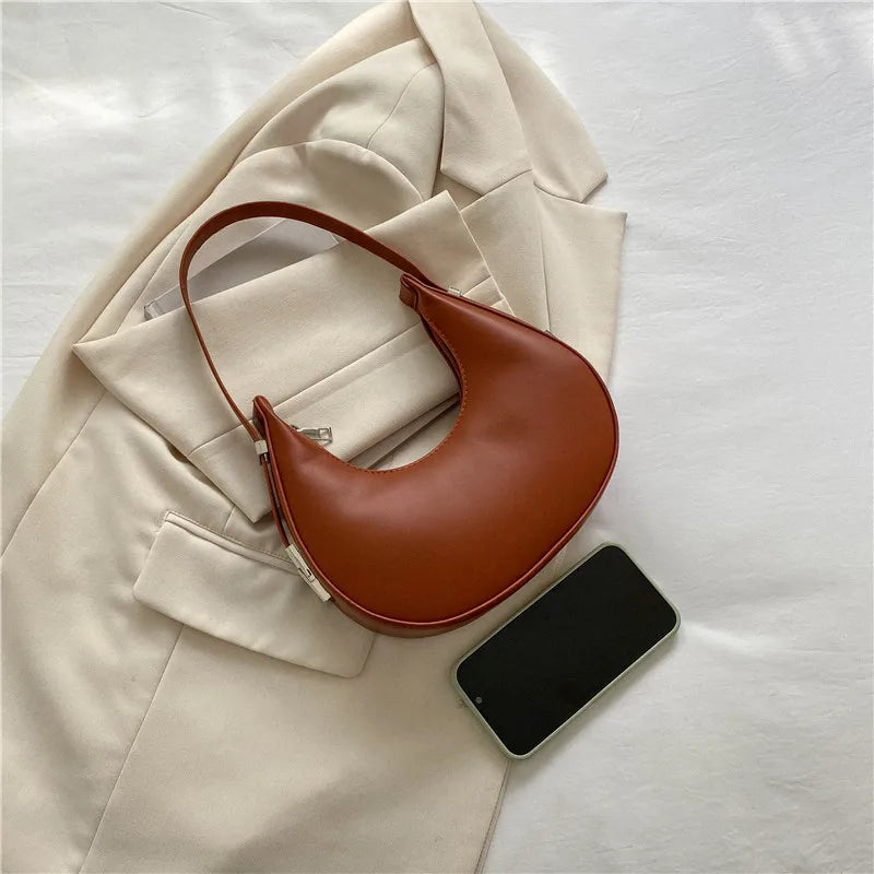Underarm Tote Bags for Women Luxury Half Moon Hobo Bag Lady Brand Shoulder Bags PU Leather Armpit Clutch Handbag and Purse