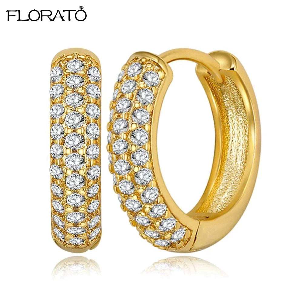 10/13mm 925 Sterling Silver Needle Small Hoop Earrings for Women Simple Minimalist Huggie Earrings Crystal Fashion Jewelry Gift