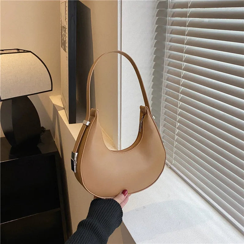 Underarm Tote Bags for Women Luxury Half Moon Hobo Bag Lady Brand Shoulder Bags PU Leather Armpit Clutch Handbag and Purse