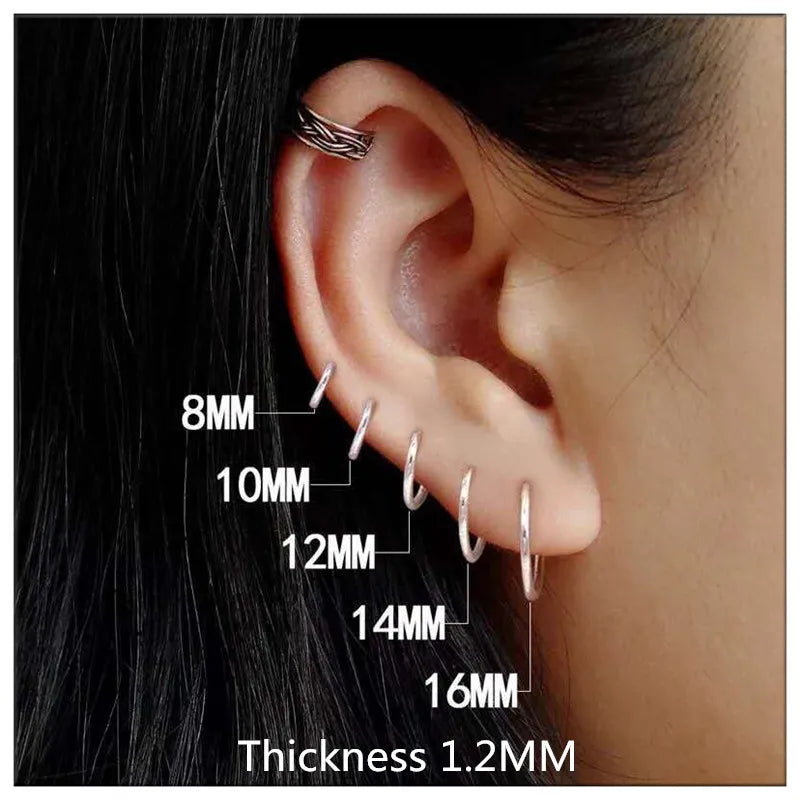 925 Sterling Silver Simple Ear Bone Hoop Earrings For Women Small Hoop Earrings Ear Bone Buckle Round Circle Earrings Hoops gift