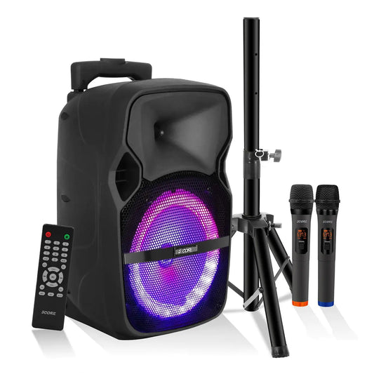 5Core 8 inch PA Portable Bluetooth Party Speaker Karaoke Boombox + 2