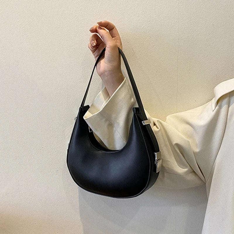 Underarm Tote Bags for Women Luxury Half Moon Hobo Bag Lady Brand Shoulder Bags PU Leather Armpit Clutch Handbag and Purse