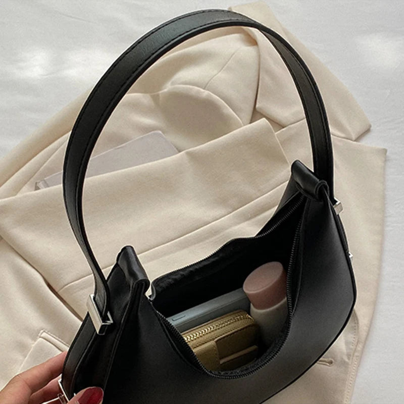 Underarm Tote Bags for Women Luxury Half Moon Hobo Bag Lady Brand Shoulder Bags PU Leather Armpit Clutch Handbag and Purse