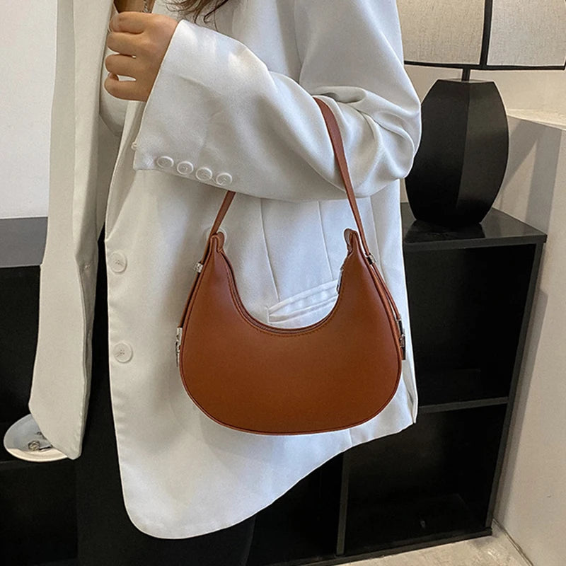 Underarm Tote Bags for Women Luxury Half Moon Hobo Bag Lady Brand Shoulder Bags PU Leather Armpit Clutch Handbag and Purse