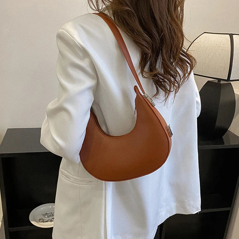 Underarm Tote Bags for Women Luxury Half Moon Hobo Bag Lady Brand Shoulder Bags PU Leather Armpit Clutch Handbag and Purse