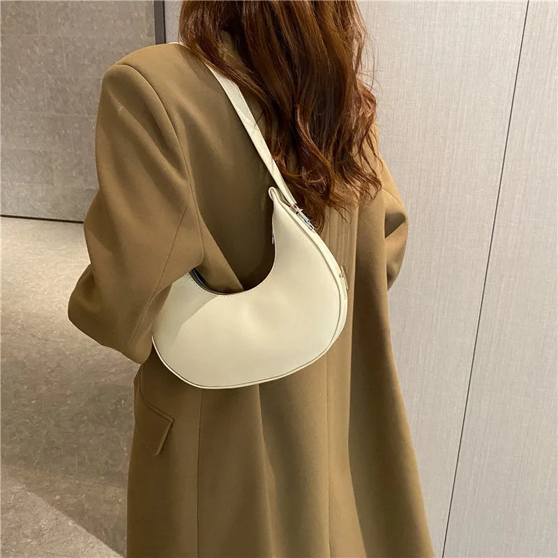 Underarm Tote Bags for Women Luxury Half Moon Hobo Bag Lady Brand Shoulder Bags PU Leather Armpit Clutch Handbag and Purse