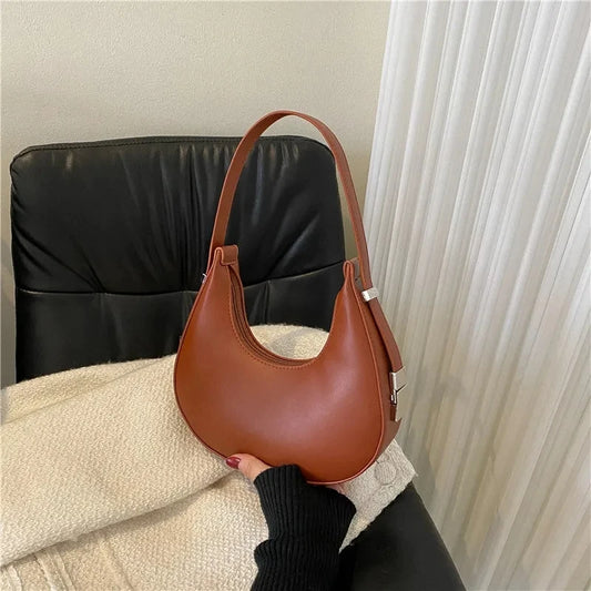 Underarm Tote Bags for Women Luxury Half Moon Hobo Bag Lady Brand Shoulder Bags PU Leather Armpit Clutch Handbag and Purse