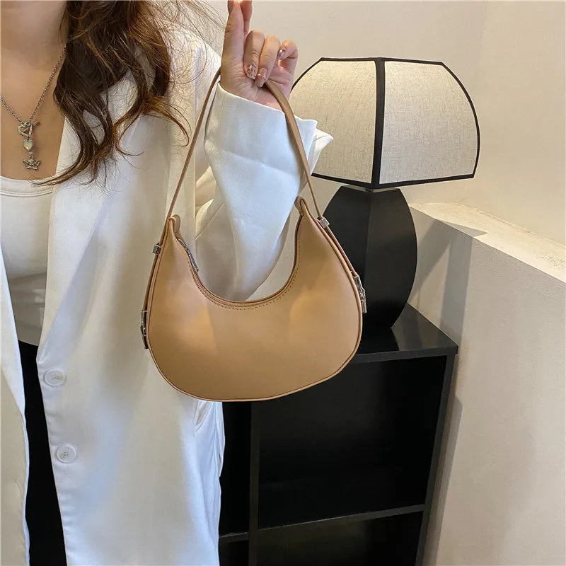 Underarm Tote Bags for Women Luxury Half Moon Hobo Bag Lady Brand Shoulder Bags PU Leather Armpit Clutch Handbag and Purse