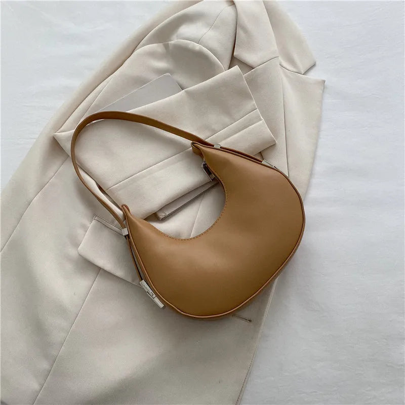 Underarm Tote Bags for Women Luxury Half Moon Hobo Bag Lady Brand Shoulder Bags PU Leather Armpit Clutch Handbag and Purse