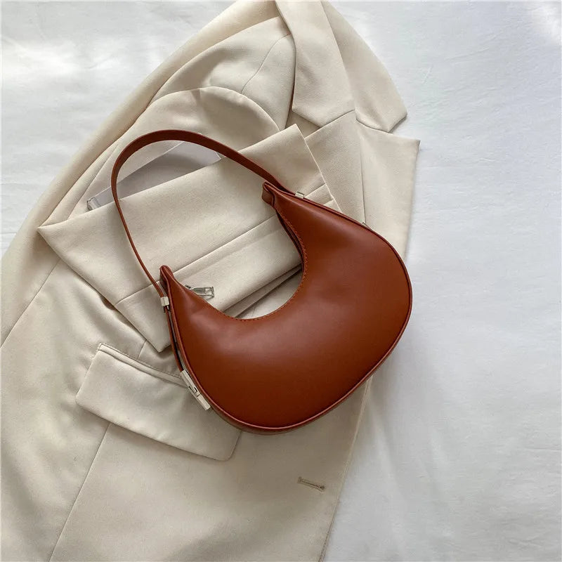 Underarm Tote Bags for Women Luxury Half Moon Hobo Bag Lady Brand Shoulder Bags PU Leather Armpit Clutch Handbag and Purse