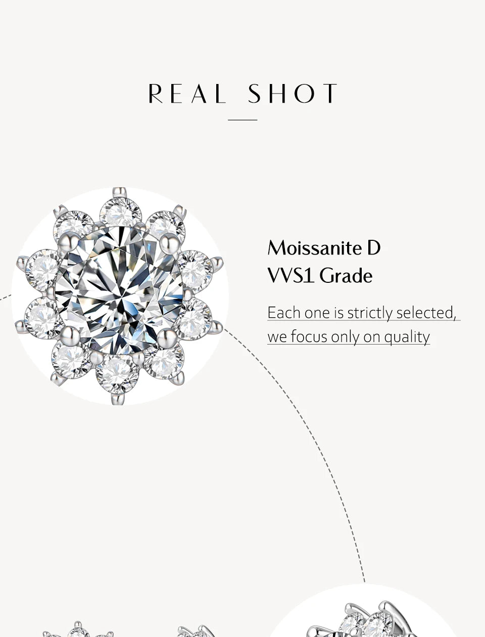 Snowflake Stud Earrings 925 Sterling Silver Jewelry 6.5mm 1.0 Carat Diamond Moissanite Earrings For Women Wedding Gift