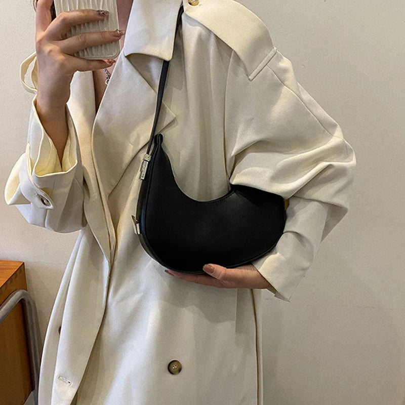 Underarm Tote Bags for Women Luxury Half Moon Hobo Bag Lady Brand Shoulder Bags PU Leather Armpit Clutch Handbag and Purse