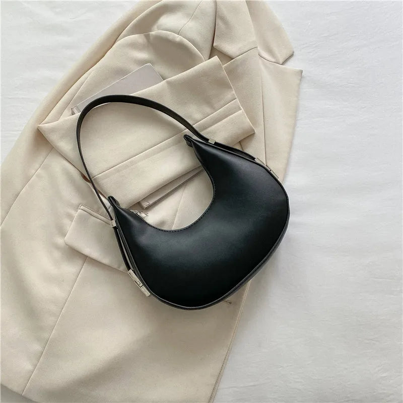 Underarm Tote Bags for Women Luxury Half Moon Hobo Bag Lady Brand Shoulder Bags PU Leather Armpit Clutch Handbag and Purse