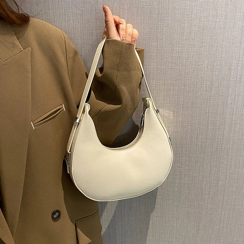 Underarm Tote Bags for Women Luxury Half Moon Hobo Bag Lady Brand Shoulder Bags PU Leather Armpit Clutch Handbag and Purse